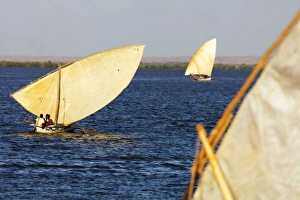 Typically African Prints: Traditional sail boats, Majunga (Mahajanga), western area, Madagascar, Africa