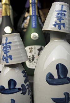 Glass Prints: Traditional sake bottle with assorted glasses