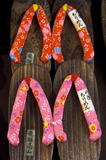 Traditional shoes with wooden sole and colourful straps