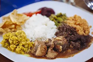 Cuisine Prints: Traditional Sri Lankan cuisine including pol sambol, rotti and fish curry, Sri Lanka, Asia