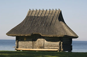 Traditional thatched roof farmhouse, National Open Air Museum, Rocca Al Mar