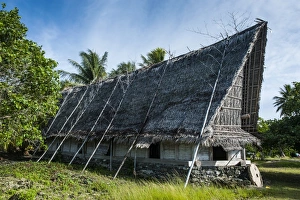 Micronesia Prints: Traditional thatched roof hut, Island of Yap