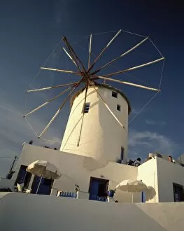 Santorini Gallery: Traditional thatched windmill in the village of Oia