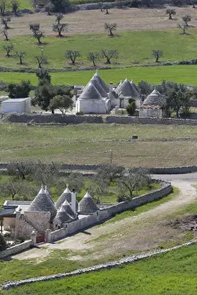 Alberobello Prints: Traditional trullos (trulli) in the countryside near Alberobello, Puglia, Italy, Europe
