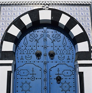 Traditional Tunisian doorway, Sidi Bou Said, Tunisia, North Africa, Africa