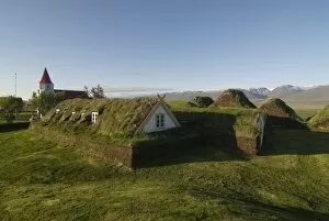 Traditional turf houses at Glaumbaer, Iceland, Polar Regions