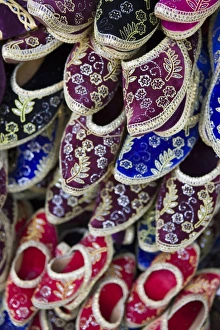 Multi Color Prints: Traditional Turkish shoes for sale, Grand Bazaar (Grand Bazaar), Istanbul, Turkey, Europe