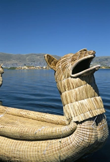Reed Prints: Traditional Uros (Urus) reed boat