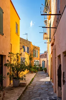 Collioure Prints: Traditional village street with colorful houses