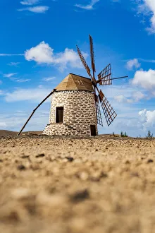 Windmills Prints: Traditional windmill in the rural landscape of Tefia, Fuerteventura, Canary Islands