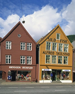 Bergen Prints: Traditional wooden building facades