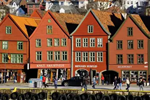 Traditional wooden Hanseatic merchants buildings of the Bryggen, UNESCO World Heritage Site