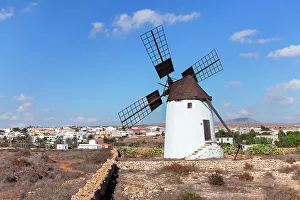 Fuerteventura Prints: Traditionell windmill, Antigua, Fuerteventura, Canary Islands, Spain, Atlantic, Europe