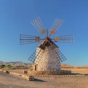 Traditionell windmill Molino de Tefia, Tefia, Fuerteventura, Canary Islands, Spain, Atlantic, Europe
