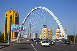 Astana Prints: Traffic on bridge over the Ishim River