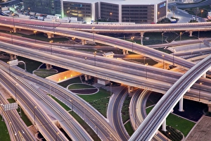 Bustling Prints: Traffic on a busy intersection on Sheikh Zayed highway, Dubai, United Arab Emirates