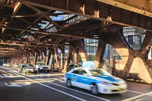 Taxi Prints: Traffic crossing Wells Street Bridge over the Chicago River