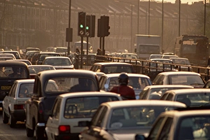 Traffic Jam Prints: Traffic jam at dusk, London, England, United Kingdom, Europe