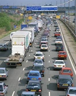 Traffic Jam Prints: Traffic jam on the M25, England, United Kingdom, Europe
