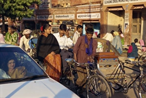 Rick Shaw Prints: Traffic in the market area