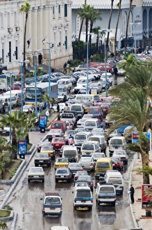 Traffic Jam Prints: Traffic on the Sharia 26th July on the waterfront, Alexandria, Egypt, North Africa
