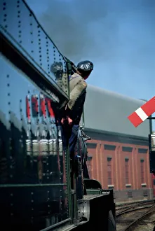 One Man Only Prints: Train driver and signal reflection, Bridgnorth Railway Station, Shropshire