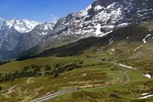 Train from Grindelwald on route to Kleine Scheidegg