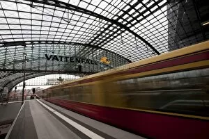 Platform Collection: Train leaving Berlin Hauptbahnhof, the main railway station in Berlin, Germany, Europe