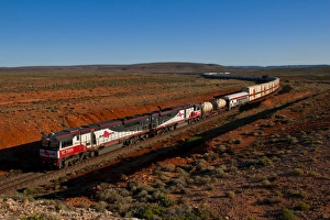 Train travelling through the Outback of South Australia, Australia, Pacific