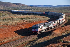 Outback Prints: Train travelling through the Outback of South Australia, Australia, Pacific