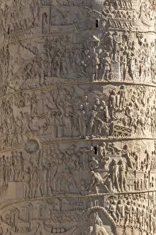 Close Up View Gallery: Trajans Column, UNESCO World Heritage Site, Rome, Lazio, Italy, Europe