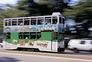 Speeding Prints: Tram, Causeway Bay, Hong Kong Island, Hong Kong, China, Asia