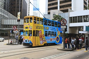 Eastern Script Prints: Tram in Central, Hong Kong Island, Hong Kong, China, Asia