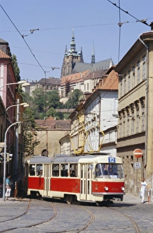 Motoring Prints: Tram in the Lesser Quarter, Prague, Czech Republic, Europe