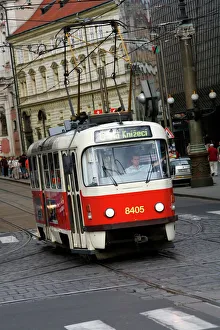 Street Scenes Prints: Tram, Prague, Czech Republic, Europe