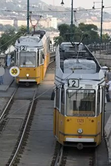 Images Dated 6th January 2000: Two trams in Budapest
