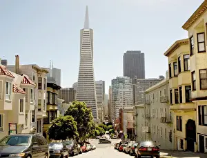Street Scenes Prints: The Transamerica Tower Pyramid in the financial district of downtown San Francisco