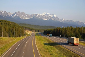 Freeways Prints: Transcanada Highway near Lake Louise, Banff National Park, Rocky Mountains, Alberta