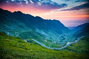 The Transfagarasean (DN7C), a paved mountain road crossing Fagaras Mountains in central