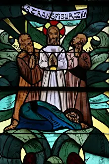 Windows Prints: The Transfiguration in the stained glass window of Saint-Joseph des Fins church, Annecy
