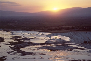 Pamukkale Prints: Travertine terraces at sunset