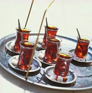 Glass Prints: Tray of Turkish teas, Turkey, Eurasia