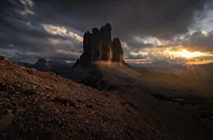 Summery Prints: Tre Cime di Lavaredo during a summer sunset, Dolomites, Italy, Europe