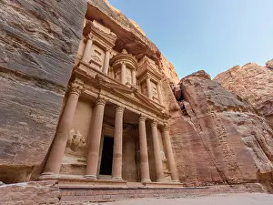 Treasury Prints: The Treasury (El Khazneh), monument carved into the rock of the mountain