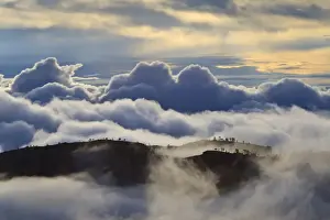 Bryce Canyon Prints: Tree studded ridges, fog and clouds of a partial temperature inversion