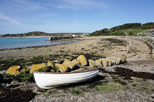 Rowing Boat Prints: Tresco, Isles of Scilly, England, United Kingdom, Europe