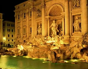 Images Dated 8th April 2008: The Trevi Fountain illuminated at night in Rome, Lazio, Italy, Europe