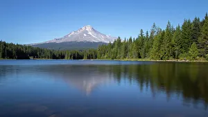 Reflective Prints: Trillium Lake view of Mount Hood, Oregon, United States of America, North America