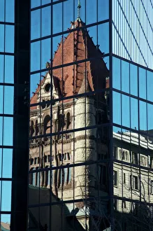 Glass Prints: Trinity Church, Hancock Tower, Boston