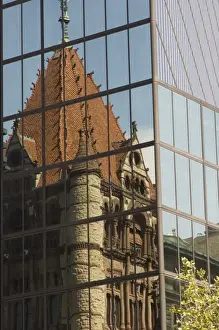 Hancock Tower Prints: Trinity Church reflected in the glass windows of the Hancock Tower